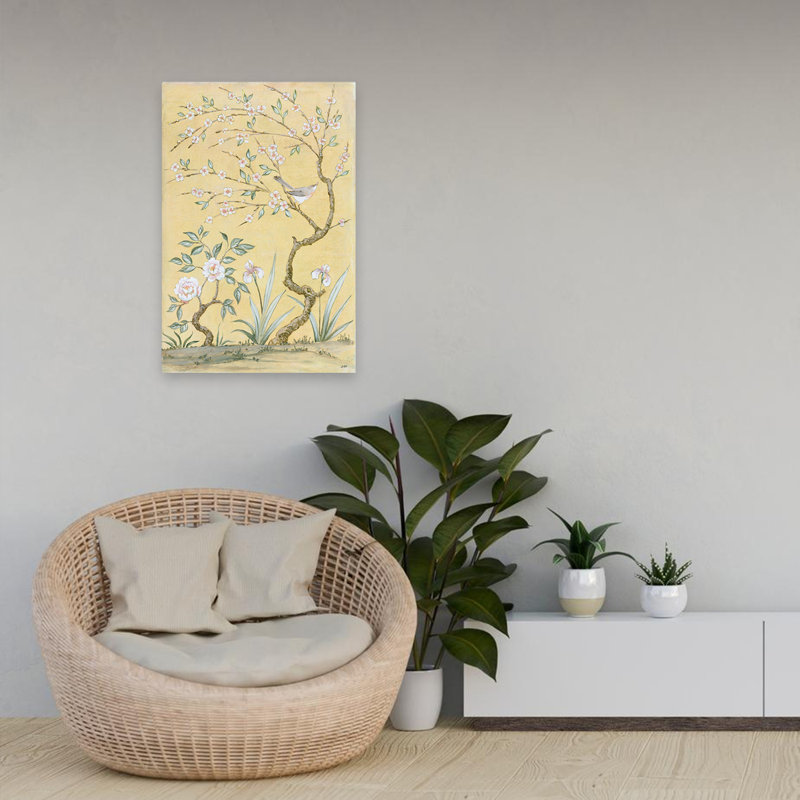 «Asian Influence and Birds Spring», art mural, H 24 po x l 16 po