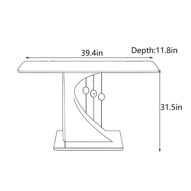 Modern Minimalist Entryway Table, Blue, 31.5" H x 39.4" W x 11.8" D, Black