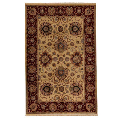 Tapis beige / brun / vin / noir noué à la main de haute qualité
