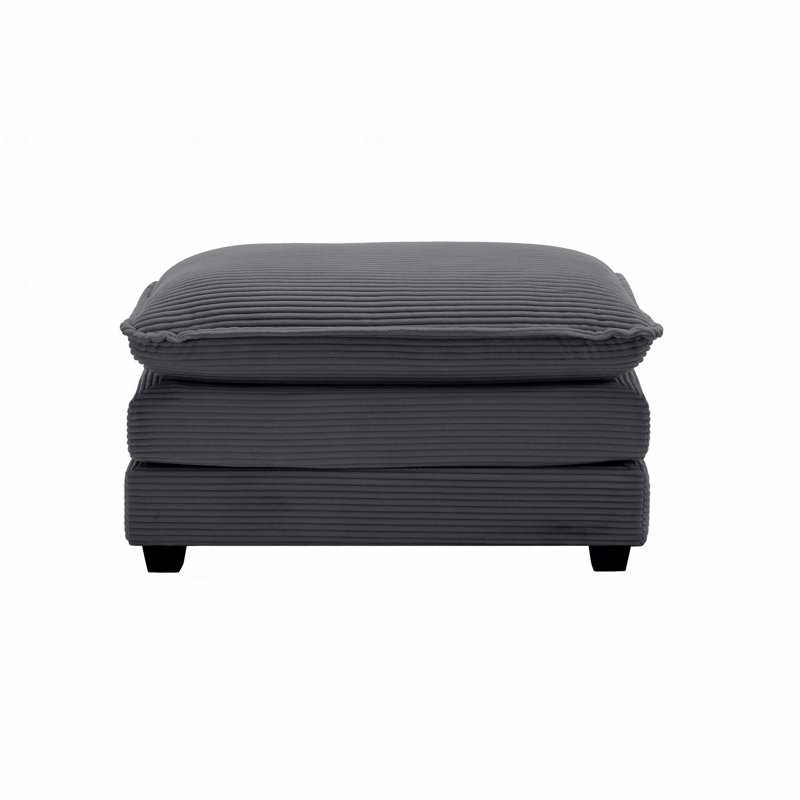 Corduroy Upholstered Ottoman Footstool, Compatible With 2/3/4 Seater Sofas, Gray