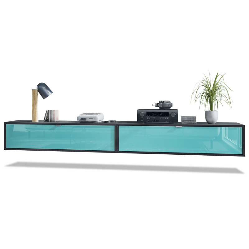 Mccaffrey Unfinished TV Stand for TVs up to 55", Black/Petrol High Gloss