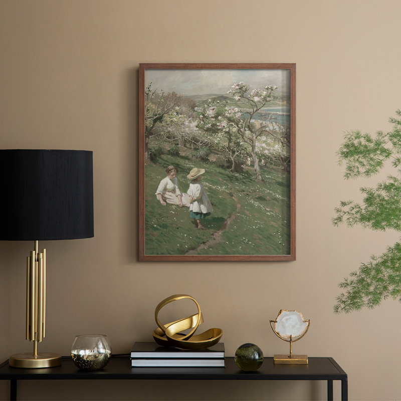 Impression florale vintage encadrée LXV - bois massif, H 21 po x l 17 po, Noyer