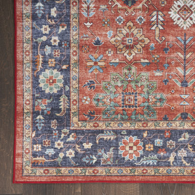 Fulton Machine Made Power Loom Runner 2'3"" x 7'6"" Area Rug in Blue/Red -  Nourison, 099446900050