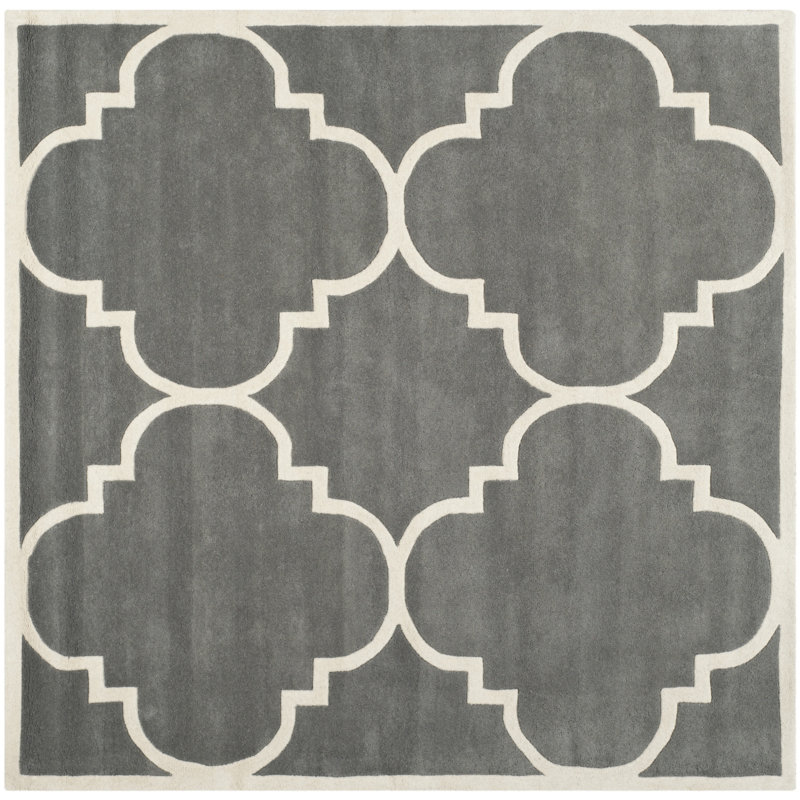 Tapis en laine touffeté à la main Carolene, Carré 5 pi