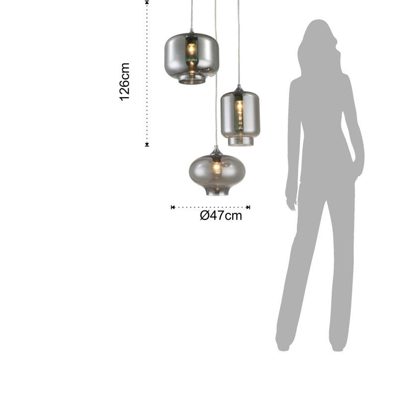 Zahara 3 - Light Chrome Cluster Pendant