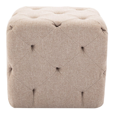 19-Inch Square Tufted Ottoman Footstool, Upholstered Cube Pouf With Button Tufting For Living Room, Bedroom (Multiple Fabrics) by Winston Porter
