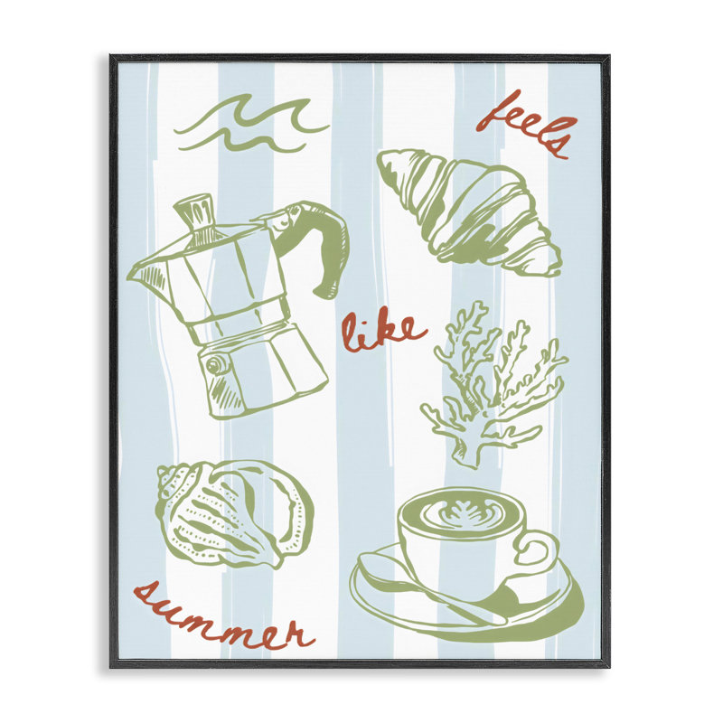 «Feels Like Summer on Stripes», estampe numérique, design par The Prints Vibe, 20 x 16, Midnight Black Giclee Framed