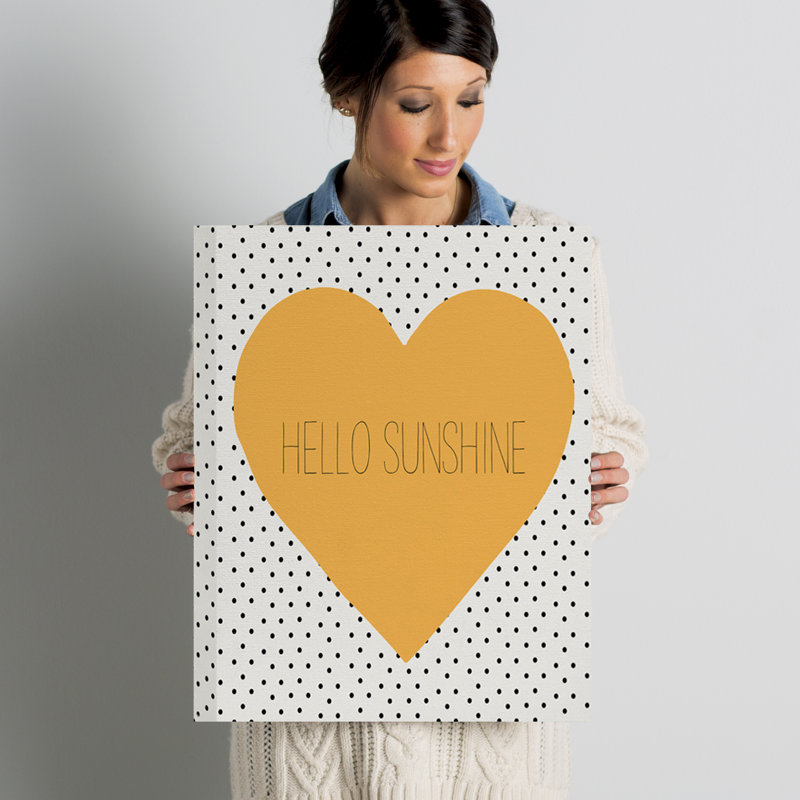 « hello soleil », impression sur toile tendue, H 20 po x l 16 po x P 1,5 po