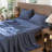 MooMee Flat Sheet 100% Washed Cotton Linen Like Textured Breathable Lightweight-107894574-107894589
