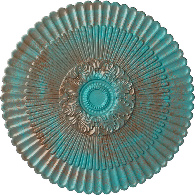 Médaillon de plafond Endurathane Nexus, DO de 41 po x P 1 5/8 po, convient aux auvents de 7 1/4 po ou moins, peint à la main patine verte cuivrée