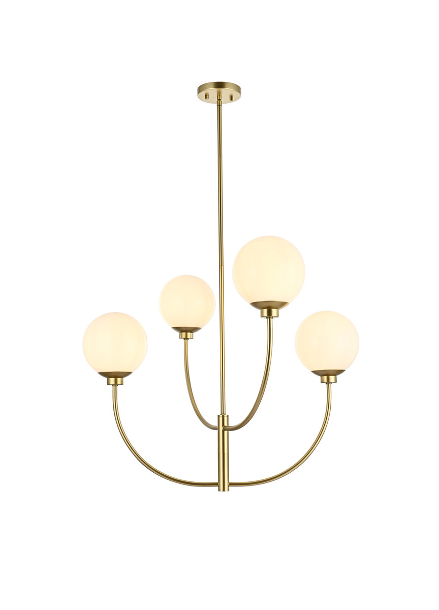 Kyle 4-Light Chandelier, 25" H x 30" W x 30" D, Brass