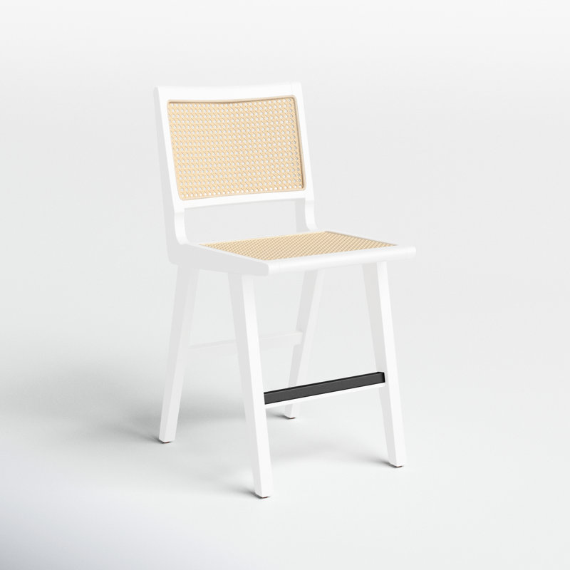 Atticus Counter Stool with Solid Wood Frame, White, Counter Stool (23.2" Seat Height)