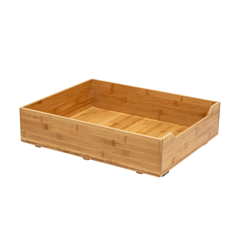 Natural Bamboo and Steel 17" Pull-Out Storage Drawer