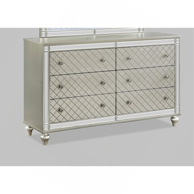 1Pc Glam Bedroom Dresser&Chest Diamond Patterned Drawer Fronts