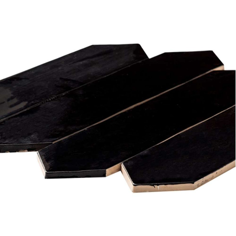 Tribeca-Talavera Picket 2.6"x13" Handmade Ceramic Tile Trim, Black