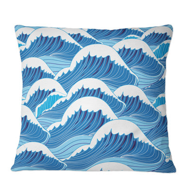 Abstract Light Blue Sea Waves - Nautical & Coastal Printed Throw Pillow