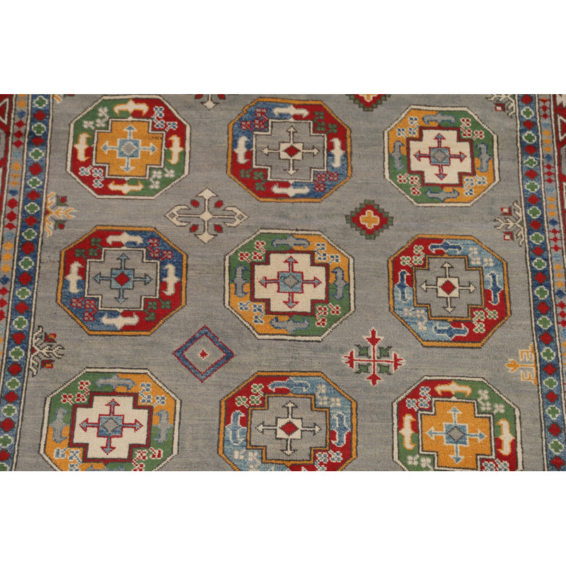 Tapis géométrique noué à la main Kazak 6 x 8