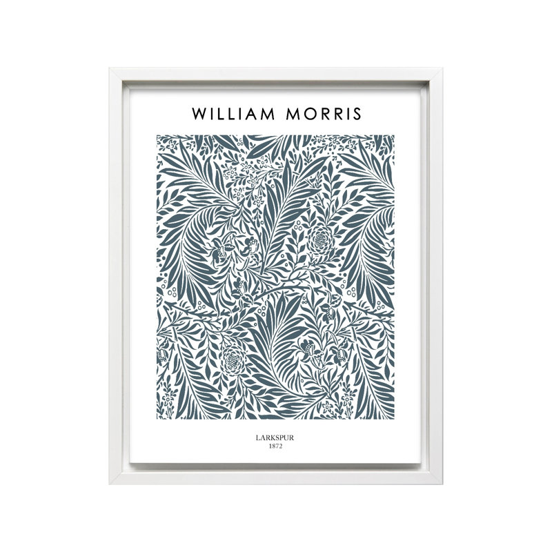 William Morris - Larkspur No13, H 18 po x l 24 po, Canevas, Encadrement blanc