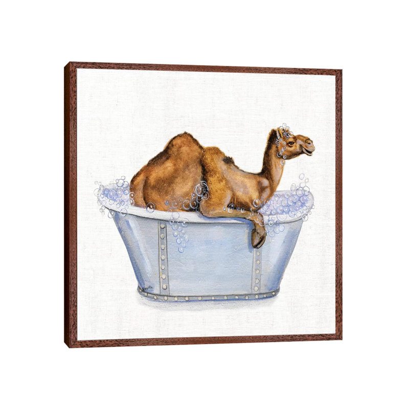 Bathing Beauty III by Donna Brooks - Painting on Canvas, 45.72cm H x 45.72cm W x 3.81cm D, Classic Brown Wood Framed