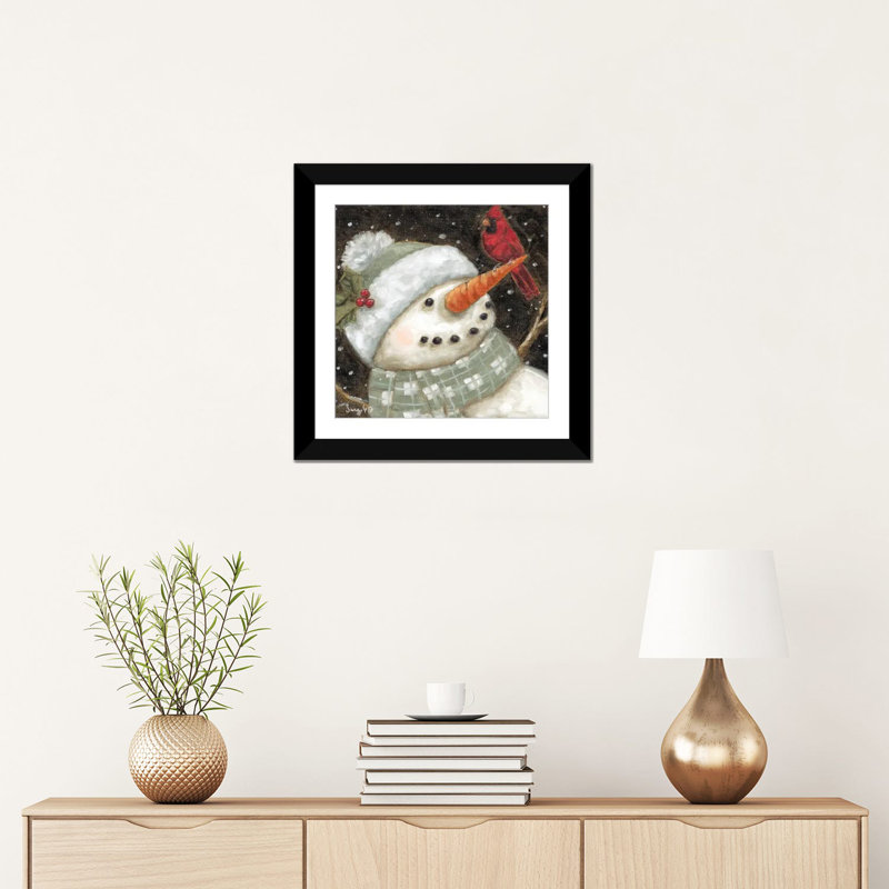 Scarlet Serenade - Wall Art Print - Framed Fine Art Paper, Black, 16" H x 16" W