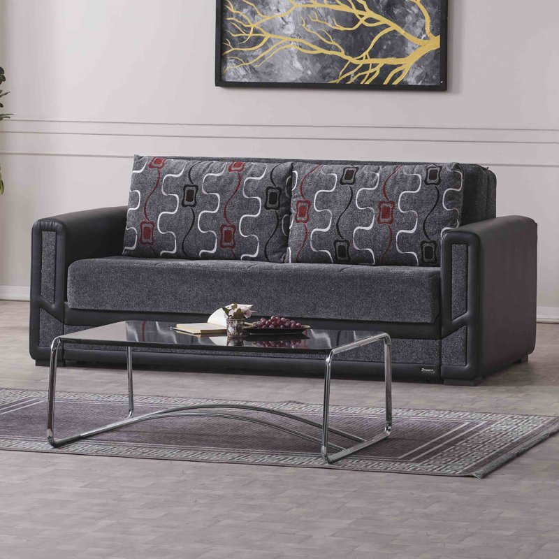 Causeuse convertible avec rangement Primenest Plusecraftmax Collection, Noir/gris