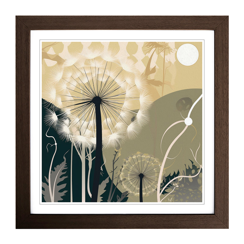 Dandelion Art Deco No.3 - Framed Print, Walnut