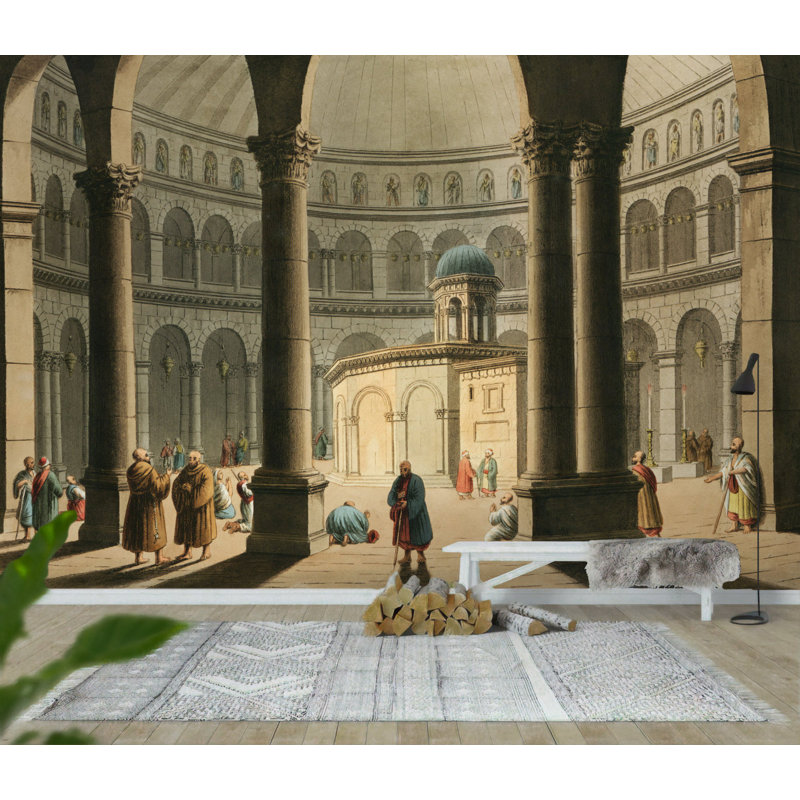 Papier peint amovible avec arcade et colonnes Art View, L 98,04 po x l 150 po
