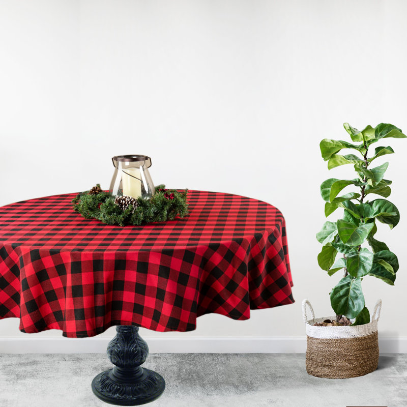 Krueger Checkered 100% Cotton Square Tablecloth