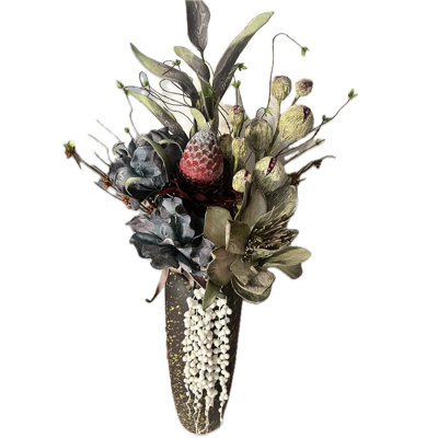 Artificial Multi Color Flowers Arrangement With Weighted Ceramics Vase 24" Tall