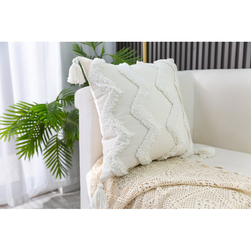 Housse de coussin Aveda, Blanc cassé, H 18 po x l 18 po