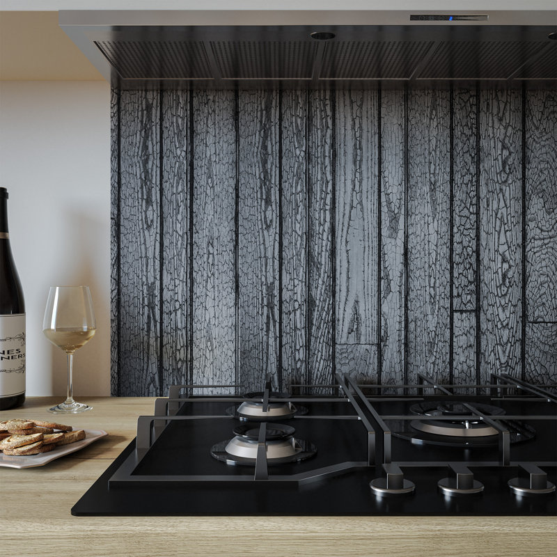 Shou Sugi Ban Aluminium Kitchen Splashback, 80 cm x 90 cm , Grey