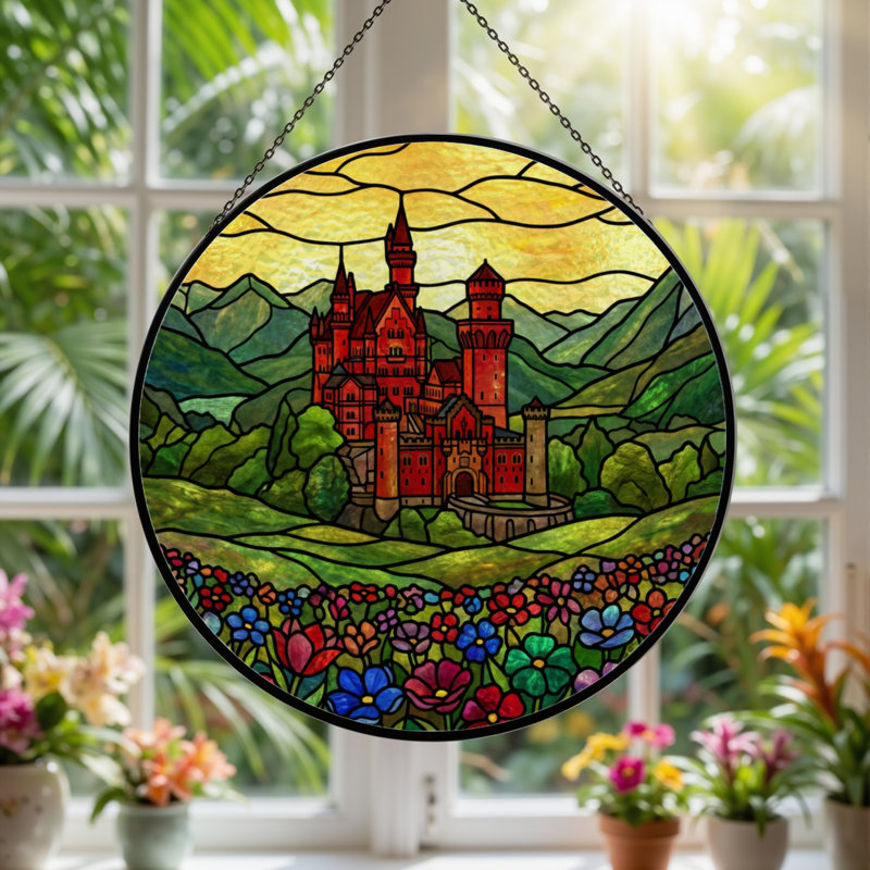 Panneau de vitrail 12 "H Garden Garden, H 12 po x l 12 po