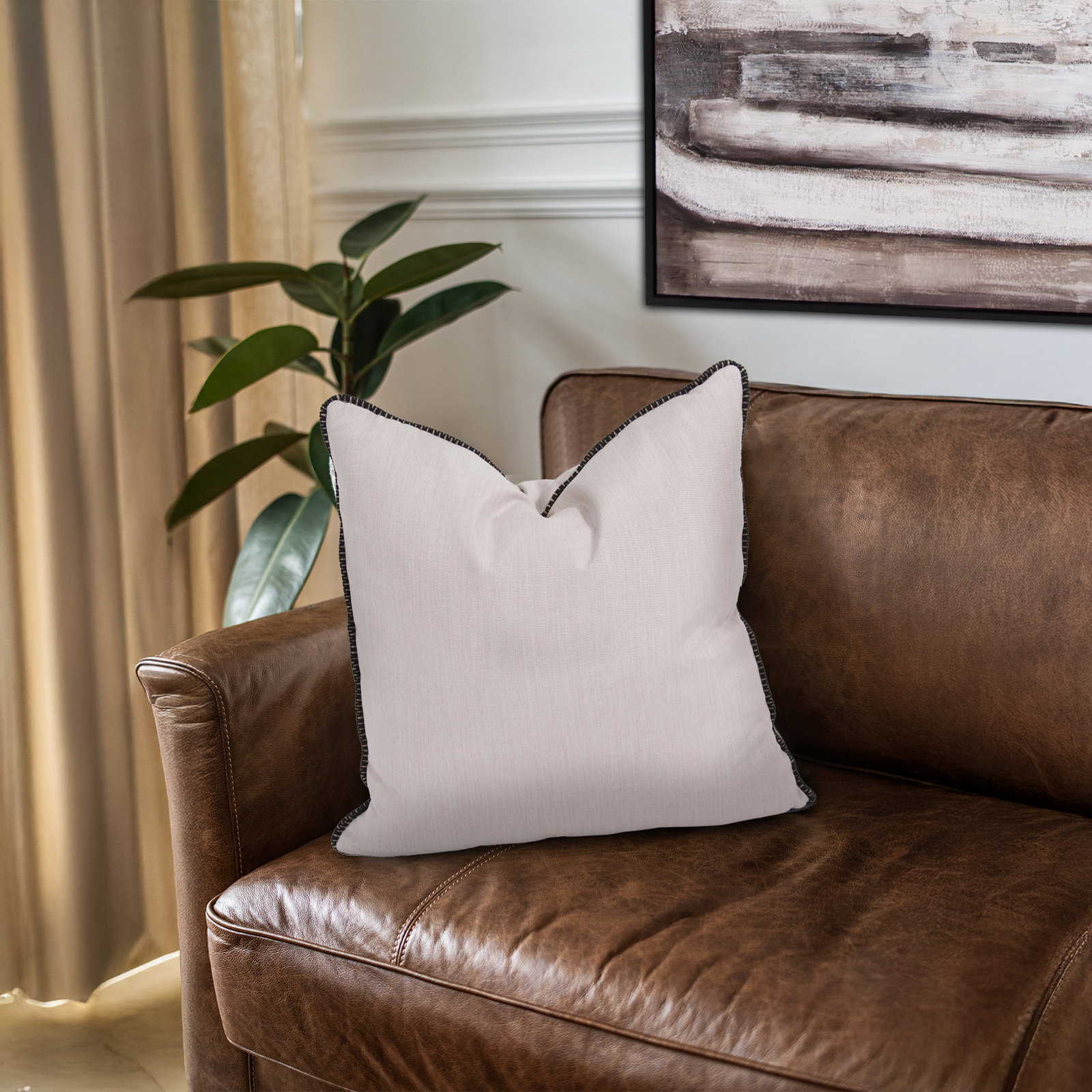 Delijah 24" x 24" Sunbrella® Pillow Cover & Insert, 20" x 20", Seascape Sand