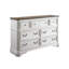 Commode 7 tiroirs Florian, finition blanc antique et chêne