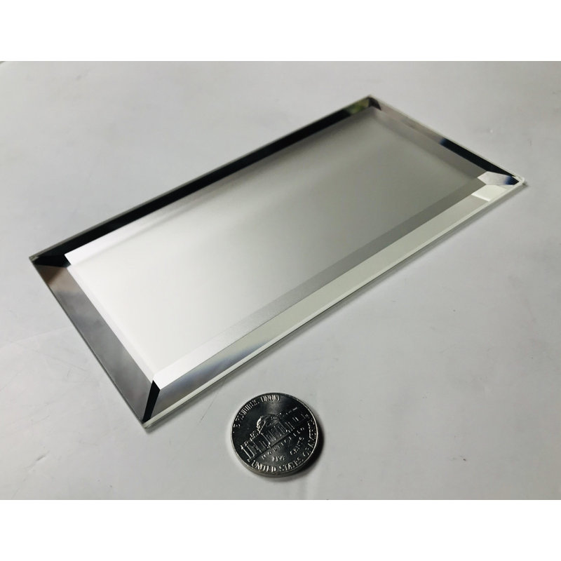 Carrelage de style métro biseauté à miroir en verre 3 po x 6 po Reflections, Argent
