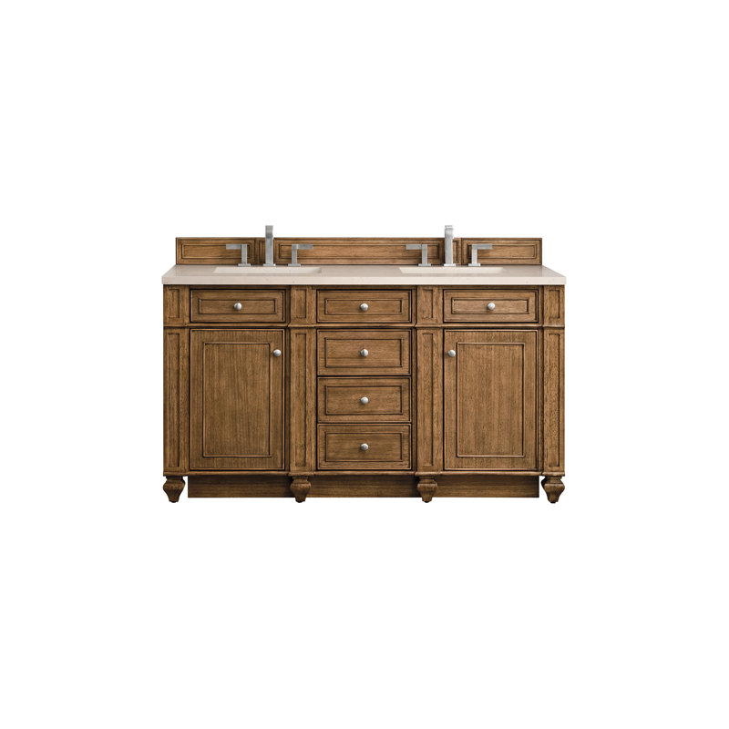 Bristol 60'' W Double Vanity, Carrara White, Saddle Brown, 8" Widespread