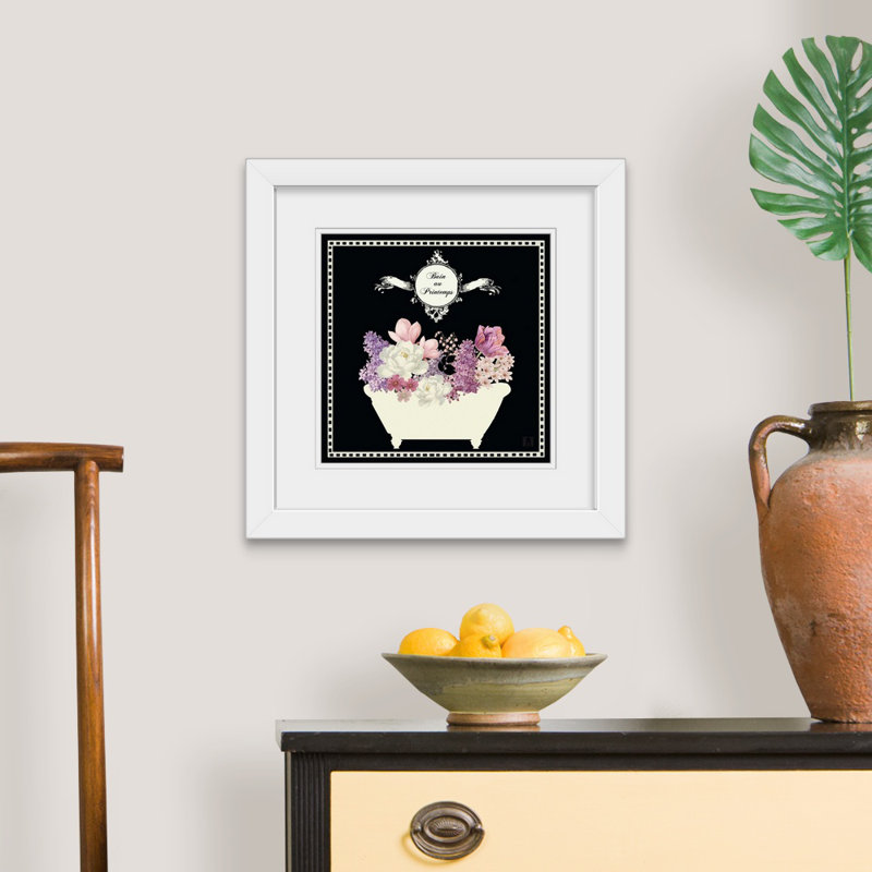 « bains of jardin ii black », reproduction d’impression, Cadre blanc, H 20" x l 20" x P 1"
