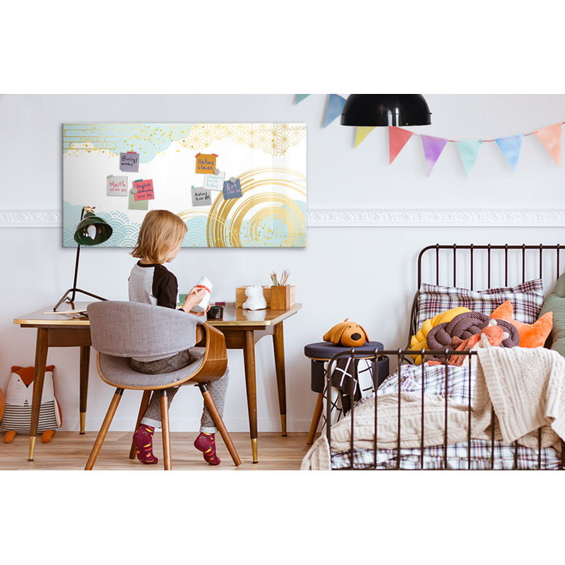 Magnetic Memo Board Whiteboard - 120 x 60 cm - With Marker and Magnets - Decorative pattern