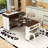 Extendable Kitchen Cart with Folding Top, Dining Table, Built-In Power Outlet and Locking Casters-1086563964