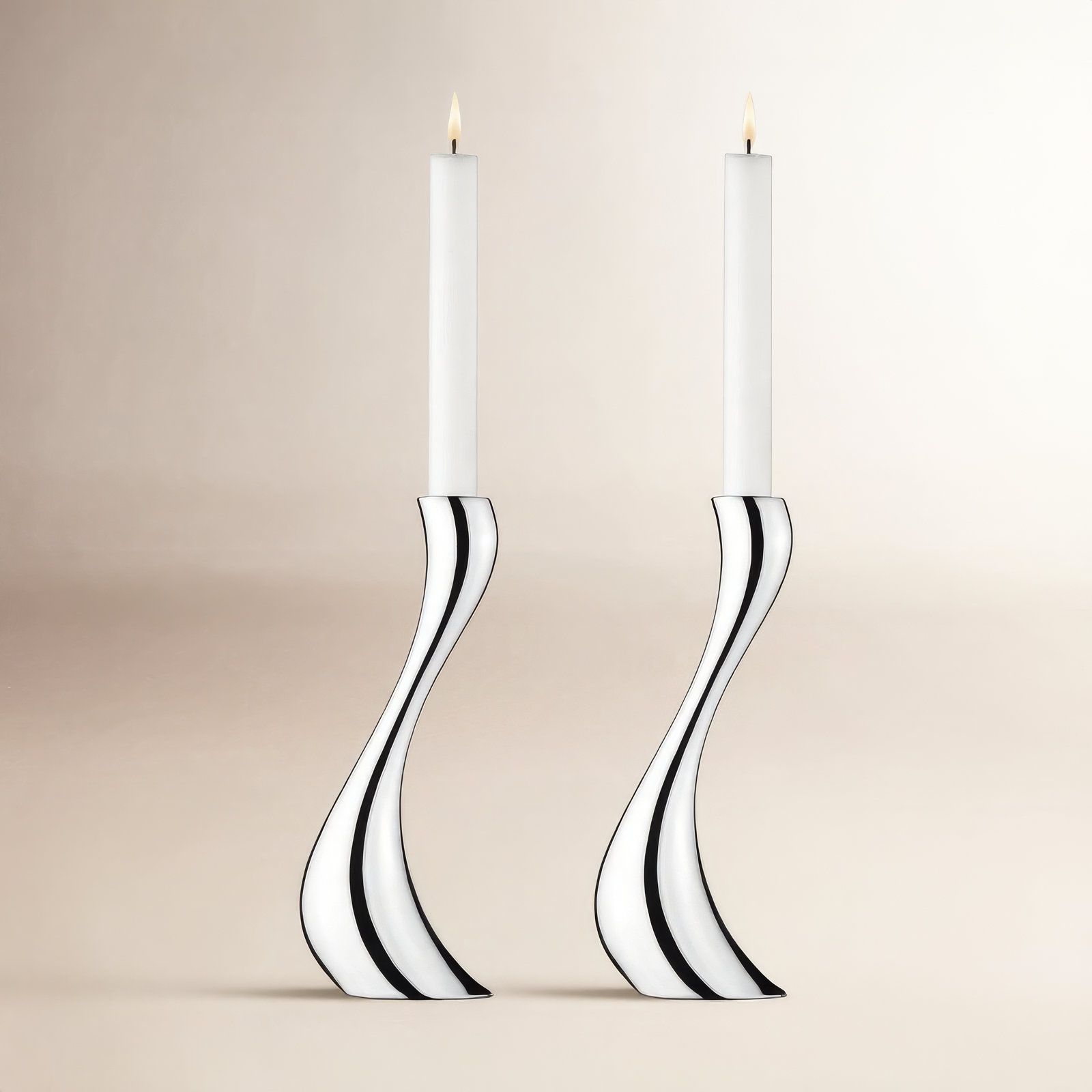 Cobra Stainless Steel Candlestick, 9.45" H x 3.35" W x 3.54" D, Stainless Steel