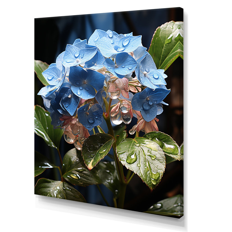 Élégance de fleurs d'hortensia bleu - art mural hortensia, Toile tendue, H 20 po x l 12 po x P 1 po