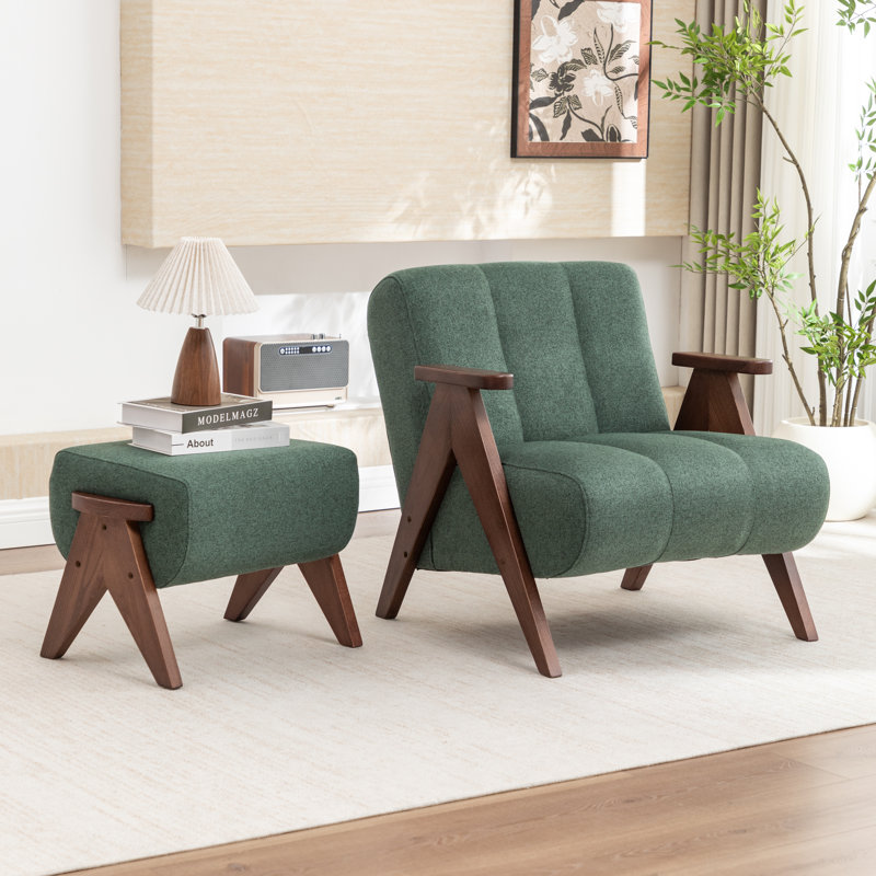 Fauteuil avec repose-pieds Chenice, Vert