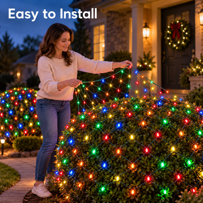 6x4FT-70 Lights Multicolor Mini LED Net Lights Commercial Grade Waterproof for Holiday Decoration, Christmas Decors