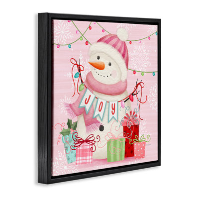 Pink Snowman Joy Floating Frame, design by Nicole Tamarin