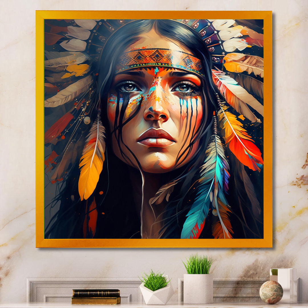 " Colorful Native American Woman VI " Design Art 