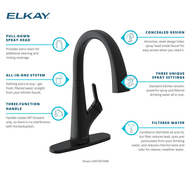 Avado Pull Down Single Handle Kitchen Faucet, Matte Black