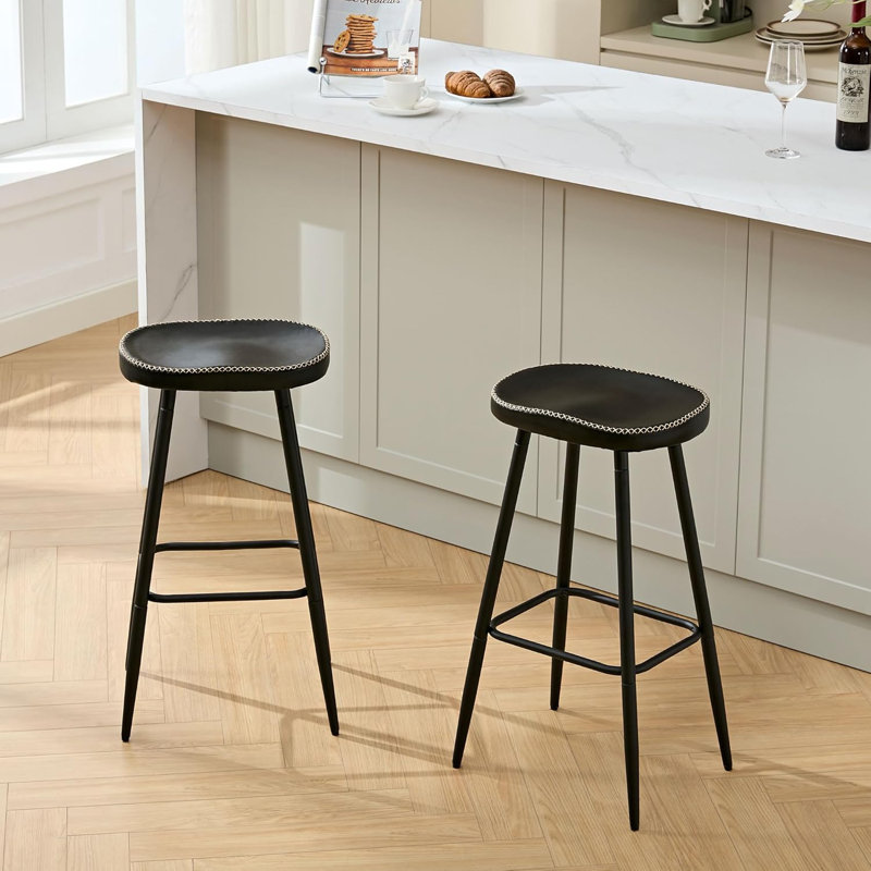 Tabourets de bar en simili cuir sans dossier pour îlot de cuisine (ensemble de 2), Tabouret de bar (hauteur du siège 28 po)