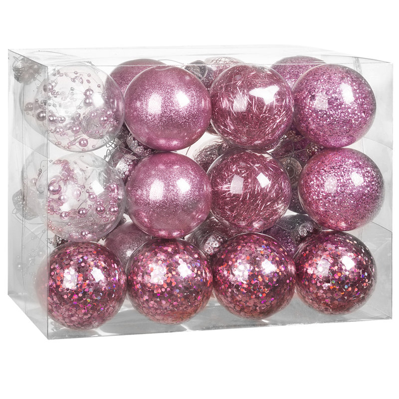 Bauble, 8cm H x 8cm W x 8cm D, Pink