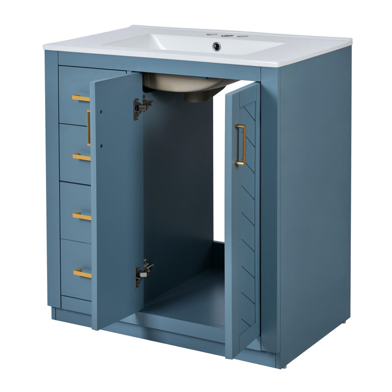 Meuble-lavabo 30 po avec lavabo en céramique, Indigo