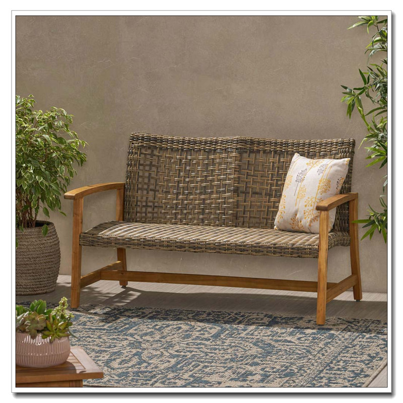 Causeuse d'extérieur en bois d'acacia, Naturel et gris